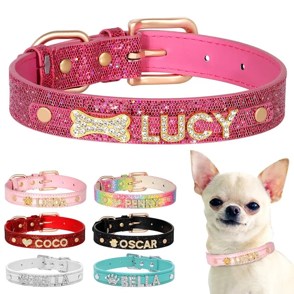 Personalized Rhinestone Dog Collar