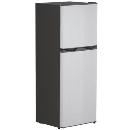 Double Door Mini Fridge with Freezer, 4.6 Cu.Ft Small Refrigerator with Thermostat, Shelves, Reversible Door, Black