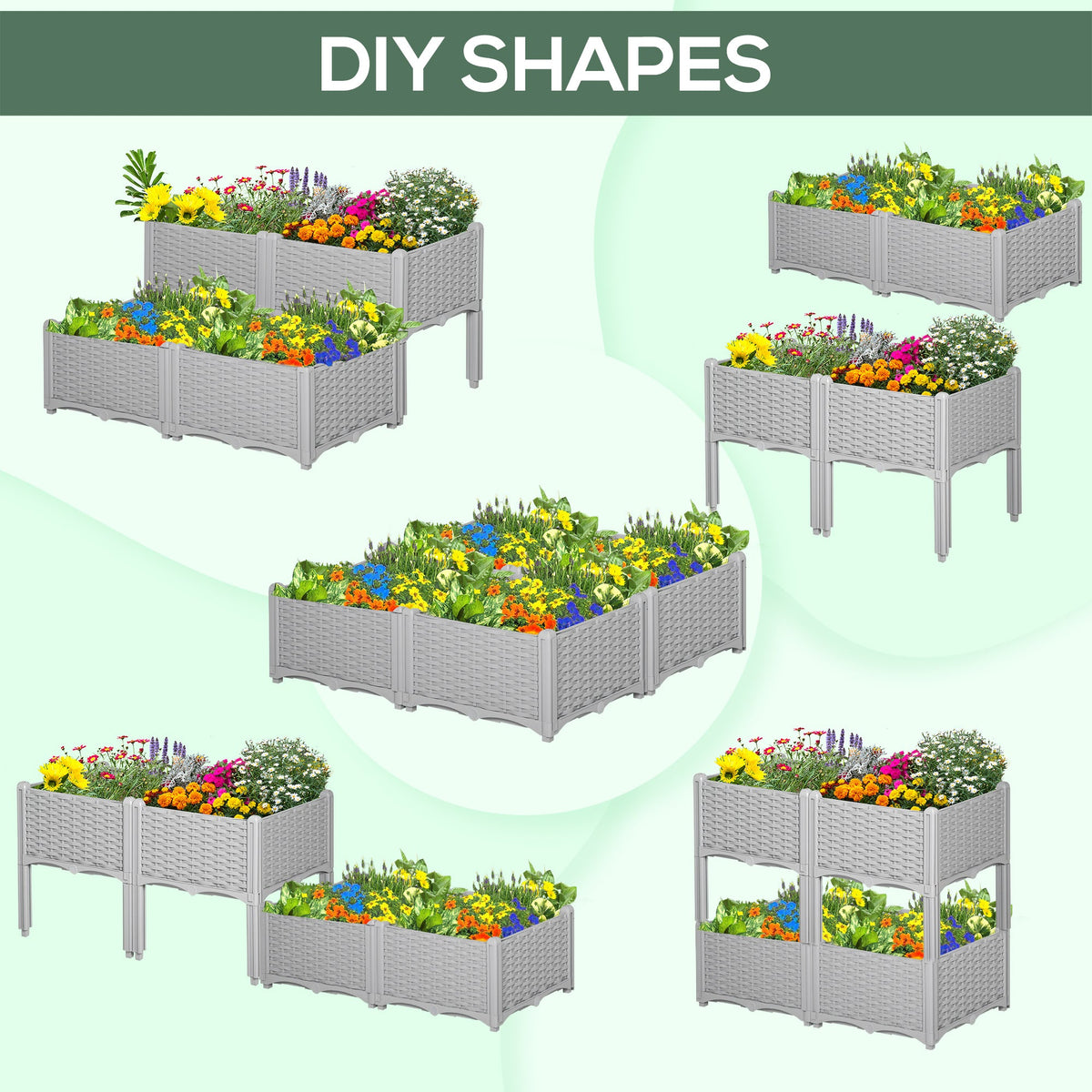 1 Piece Raised Garden Bed PP Raised Flower Bed Vegetable Herb Grow Box Stand Brown