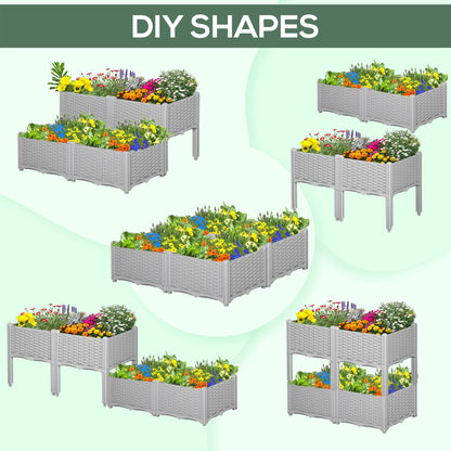 1 Piece Raised Garden Bed PP Raised Flower Bed Vegetable Herb Grow Box Stand Brown
