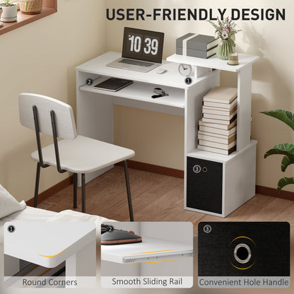 Computer Desk with Sliding Keyboard Tray Storage Drawer Shelf Home Office Workstation Grey