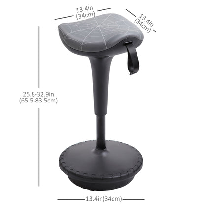 Backless Wobble Stool Chair, Standing Desk Chair, Adjustable Learning Stool for Office Desks, with Rocking Motion, Brown