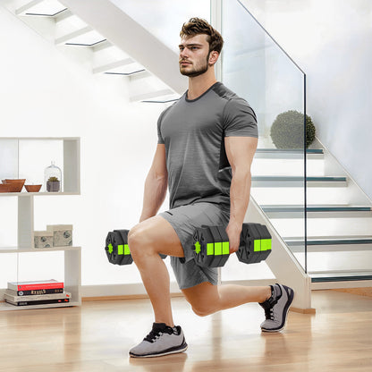 6-in-1 Adjustable Dumbbell Set, Used as Kettlebell, Barbell, Dumbbell, Push-Up Stand, 44lbs Free Weights Set, Blue