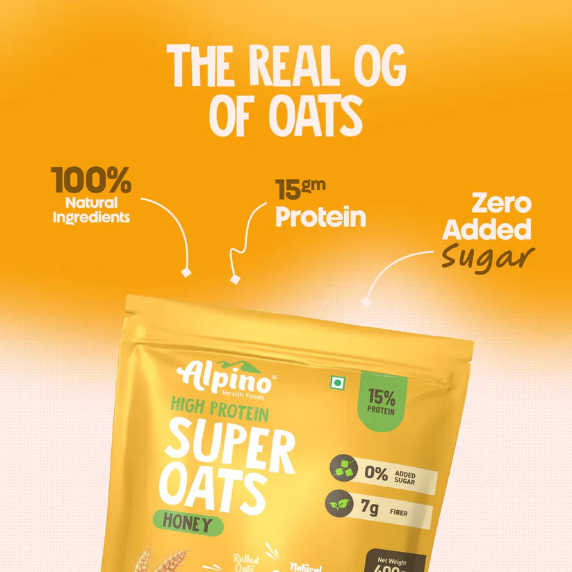 High Protein Super Rolled Oats Honey, Natural Peanut Butter & Honey – 15g Protein, Salt, Gluten-Free