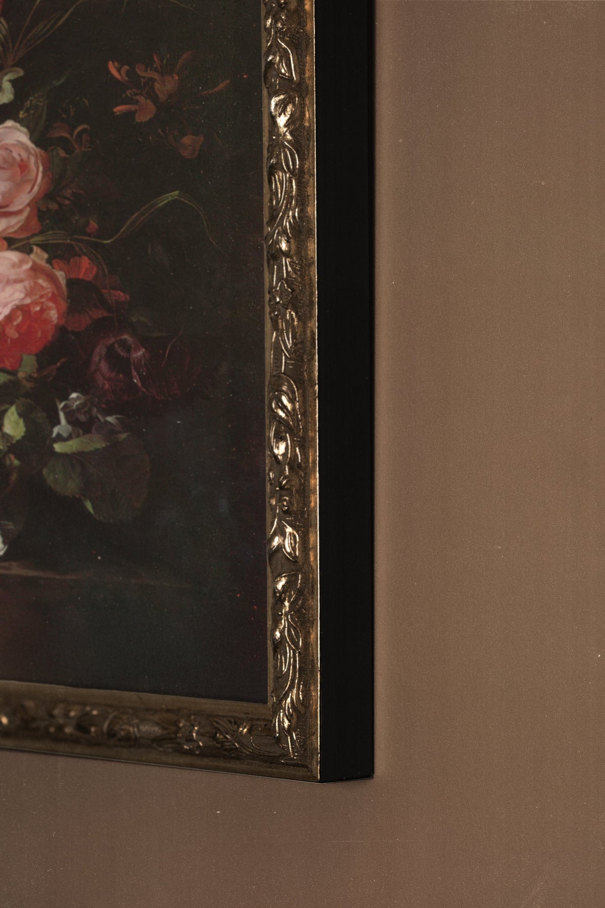 BOUQUET BAROQUE, CADRE VINTAGE ARGENT