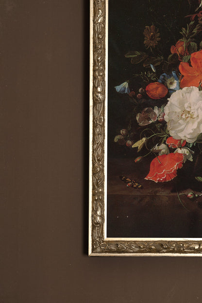 BOUQUET BAROQUE, CADRE VINTAGE ARGENT