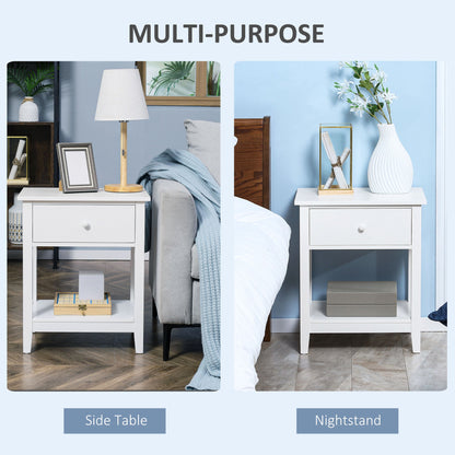 Modern Style Nightstand, Small End Table with Drawer and Storage Shelf for Bedroom, Living Room, Black