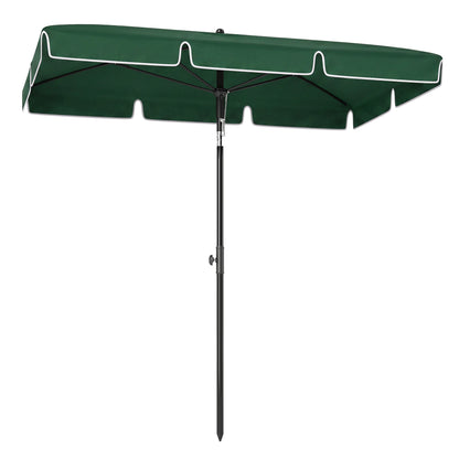 6.5x4ft Rectangle Patio Umbrella Aluminum Tilt Adjustable Garden Parasol Sun Shade Outdoor Canopy Beige