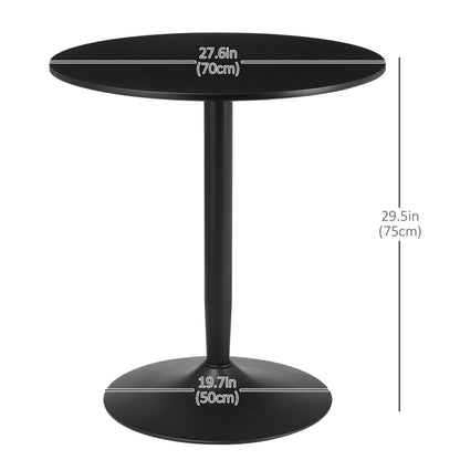 Jan Modern Round Dining Table with Steel Base for Small Spaces-Black