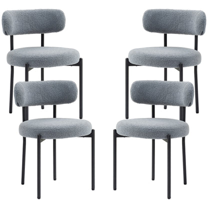 Cruz Modern Dining Chairs with Berber-Fleece Back-Set of 4-Grey