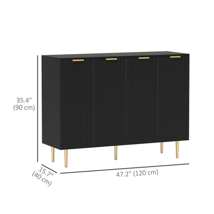 Modern Kitchen Storage Cabinet, Sideboard Buffet Cabinet with Adjustable Shelves for Hallway, Black