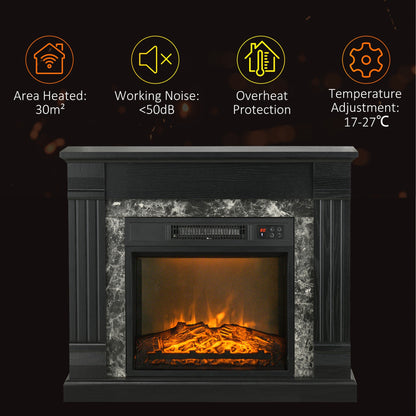 Easton Electric Mantel Wood Surround Freestanding Fireplace Heater with Overheating Protection-Black