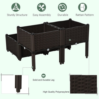 1 Piece Raised Garden Bed PP Raised Flower Bed Vegetable Herb Grow Box Stand Brown