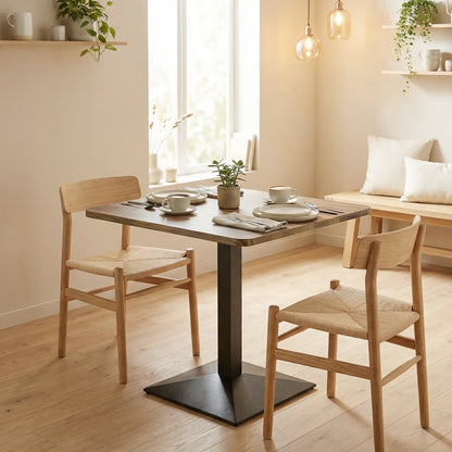 28" Square Dining Table, Modern Dining Room Table with Steel Base, Space Saving Small Kitchen Table, Dark Brown
