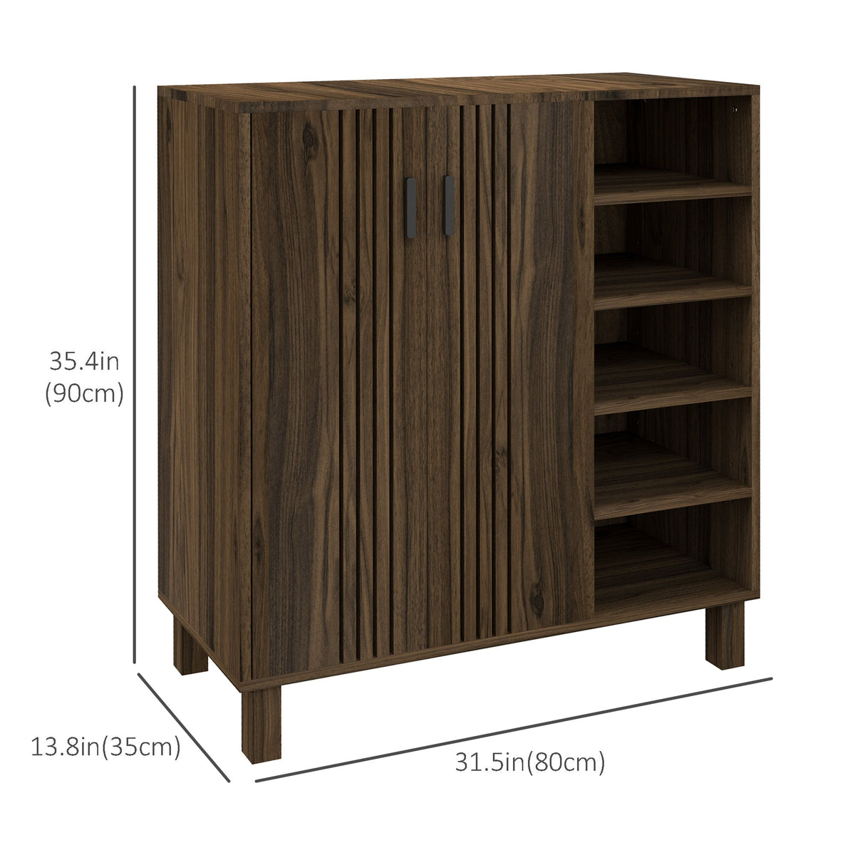 Shoe Storage with Double Doors and Open Shelves 17 Pair Shoe Storage Organizer for Entryway Hallway Black