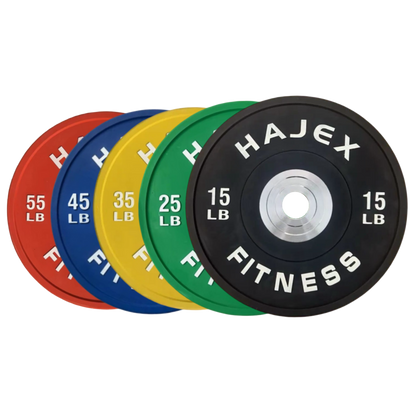HAJEX Olympic Competition Steel Hub Bumper Plates Colored - 15, 25, 35, 45, 55 LB