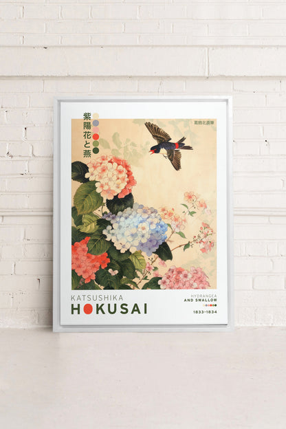 HYDRANGEA AND SWALLOW, Oeuvre sur toile étirée