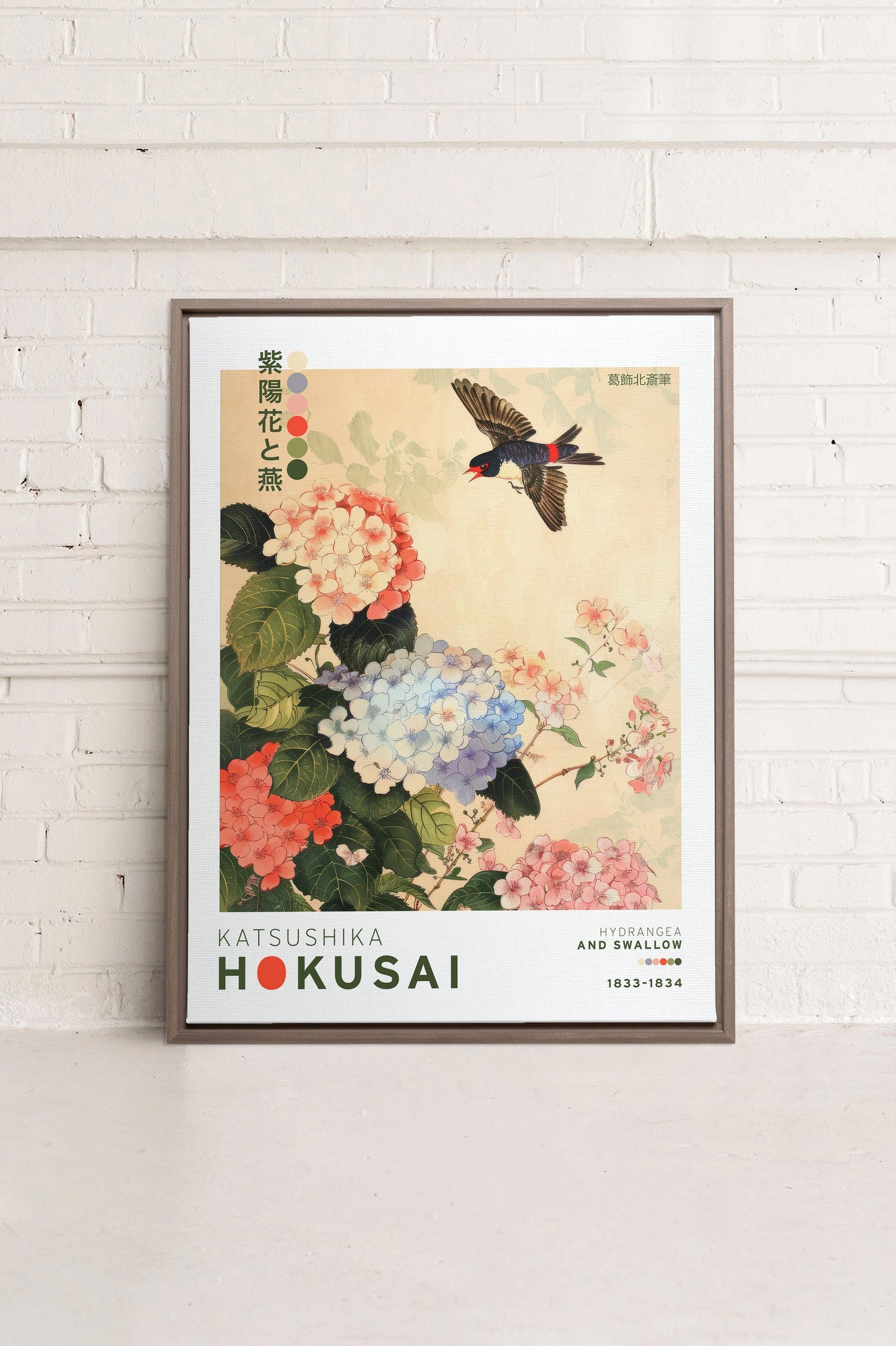 HYDRANGEA AND SWALLOW, Oeuvre sur toile étirée