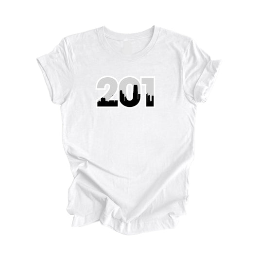 201 Jersey City New Jersey USA Area Code City Skyline Gift - Unisex T-Shirt - Inspired X