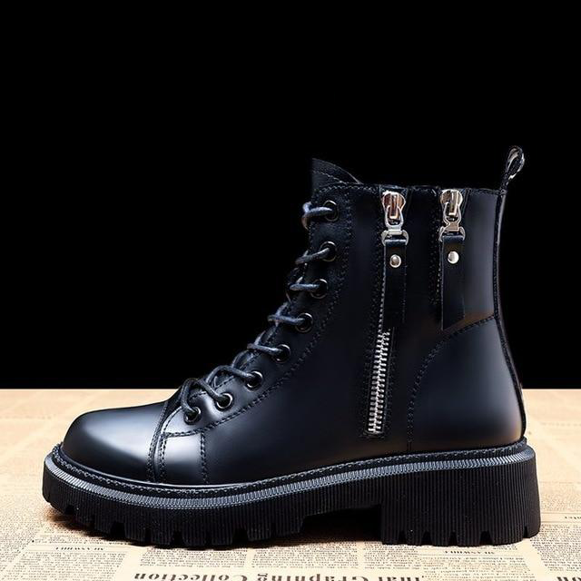 Side Zip Lace Boots