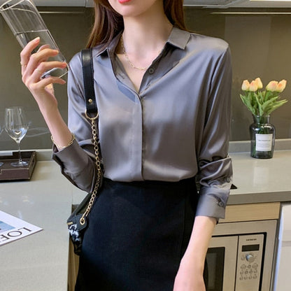 Hidden Buttons Silk Dress Shirt