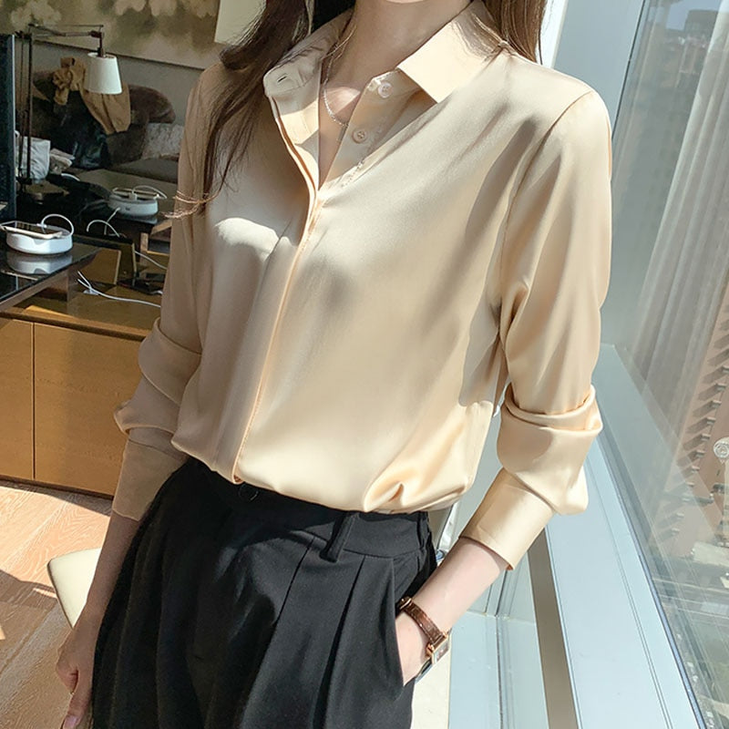 Hidden Buttons Silk Dress Shirt