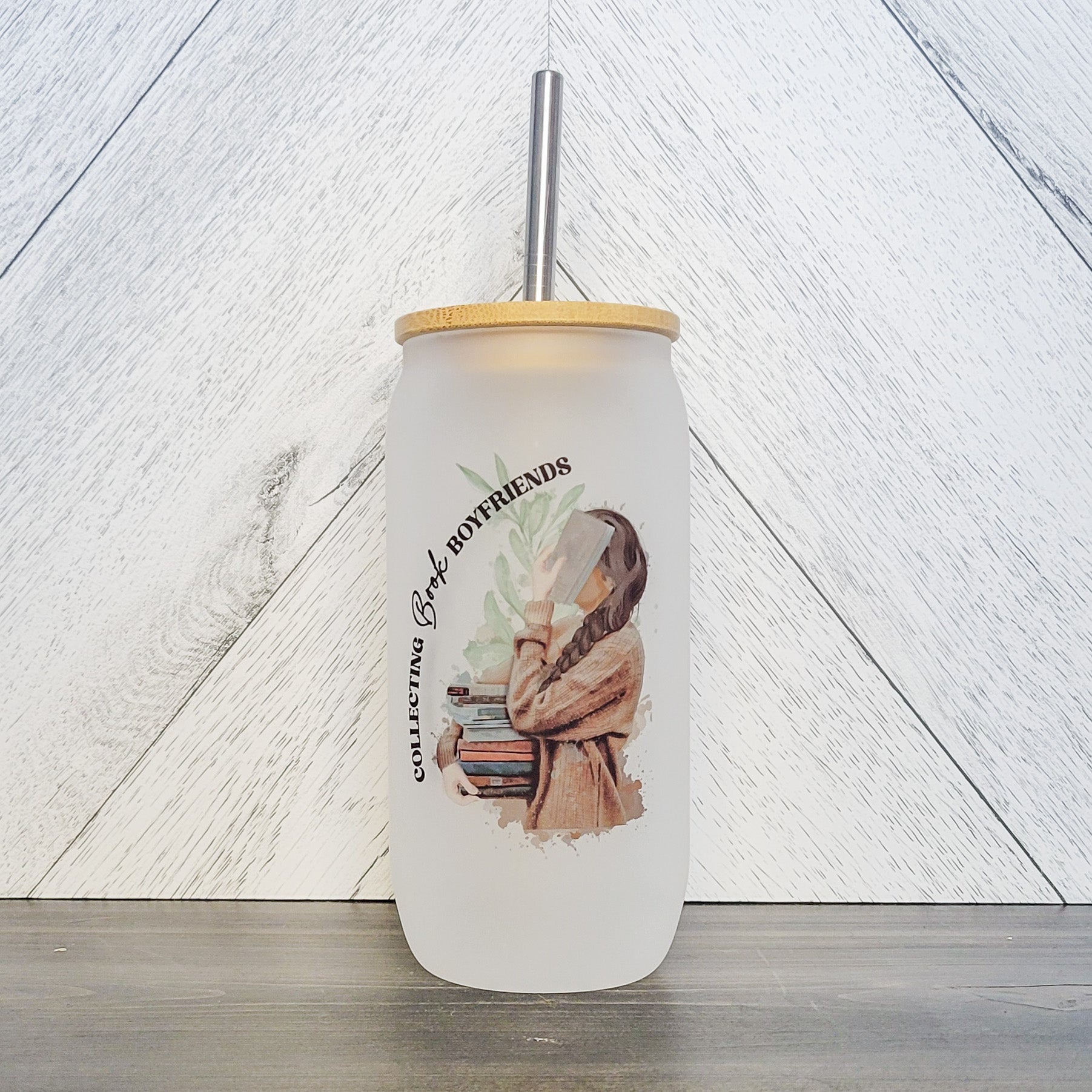 Collecting Book Boyfriends Glass Can with Bamboo Lid