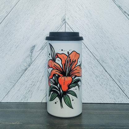 Vintage Lily 16oz Stainless Steel Tumbler | Saskatchewan Drink Cup