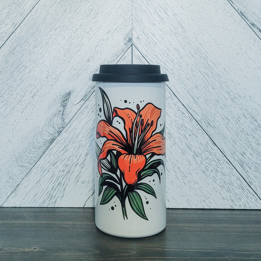 Vintage Lily 16oz Stainless Steel Tumbler | Saskatchewan Drink Cup