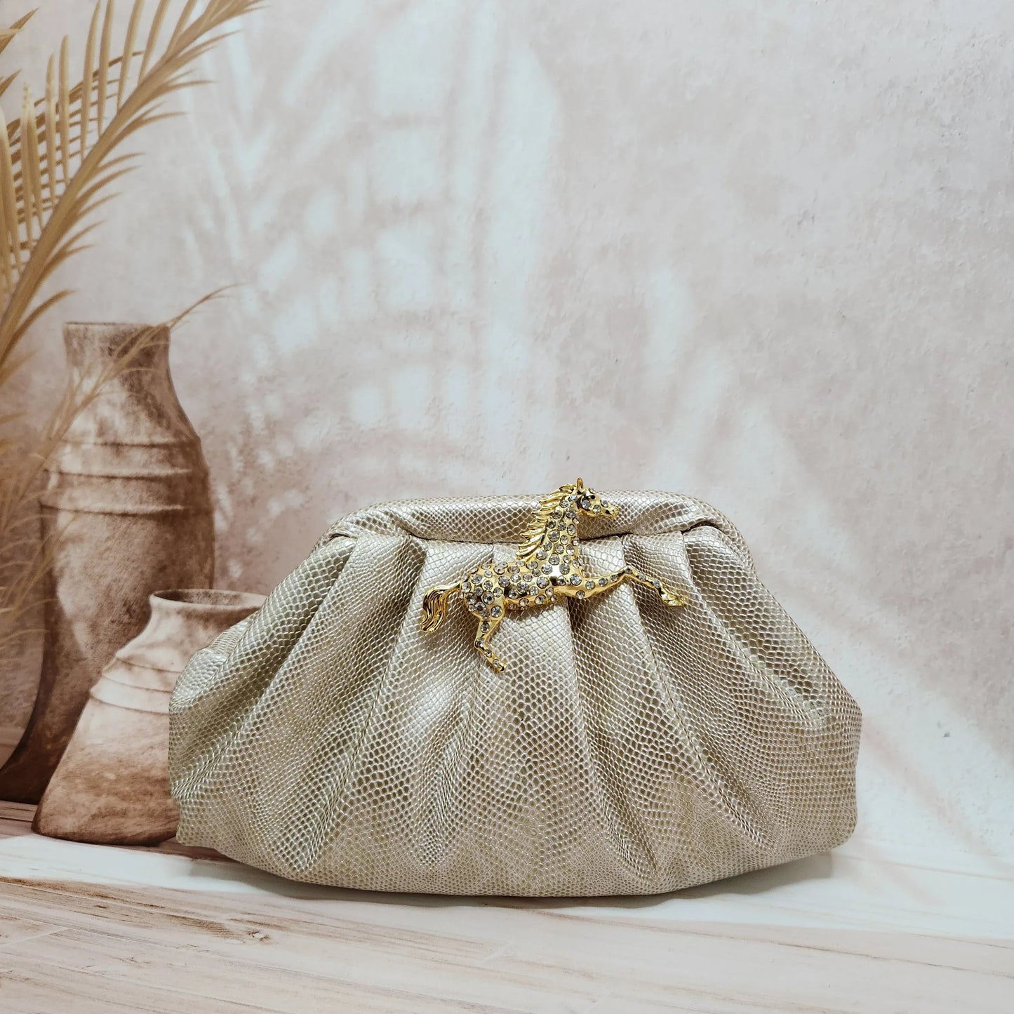 Ivory Stallion Cloud Clutch