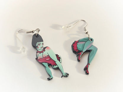 Vintage Zombie Pin-Up Girl Earrings