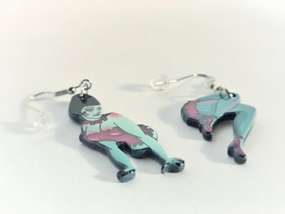 Vintage Zombie Pin-Up Girl Earrings