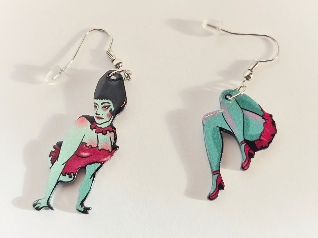 Vintage Zombie Pin-Up Girl Earrings