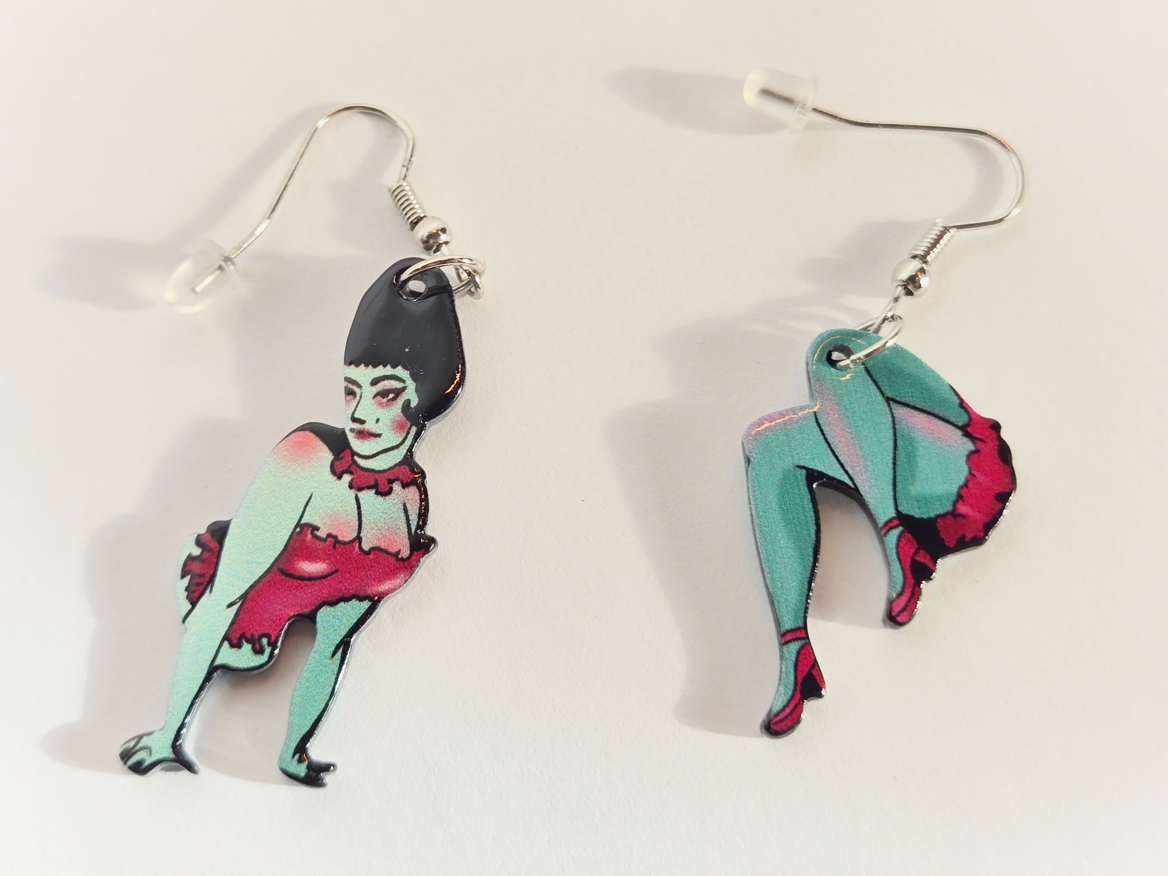 Vintage Zombie Pin-Up Girl Earrings
