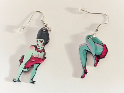 Vintage Zombie Pin-Up Girl Earrings