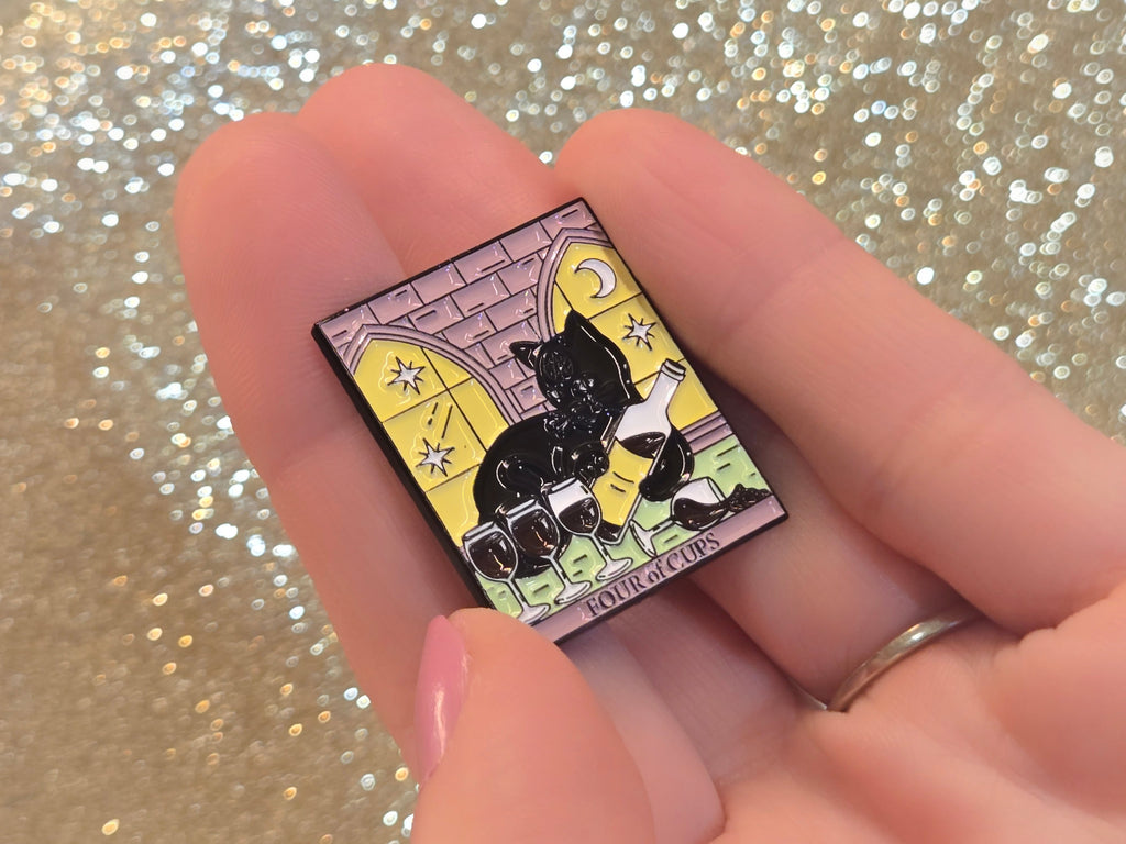 "Four of Cups" Cat Tarot Card | Collectible Pin