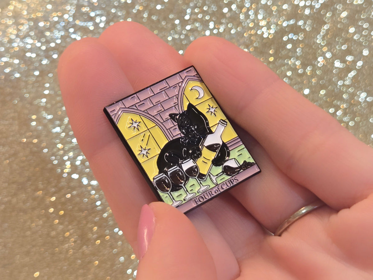 "Four of Cups" Cat Tarot Card | Collectible Pin