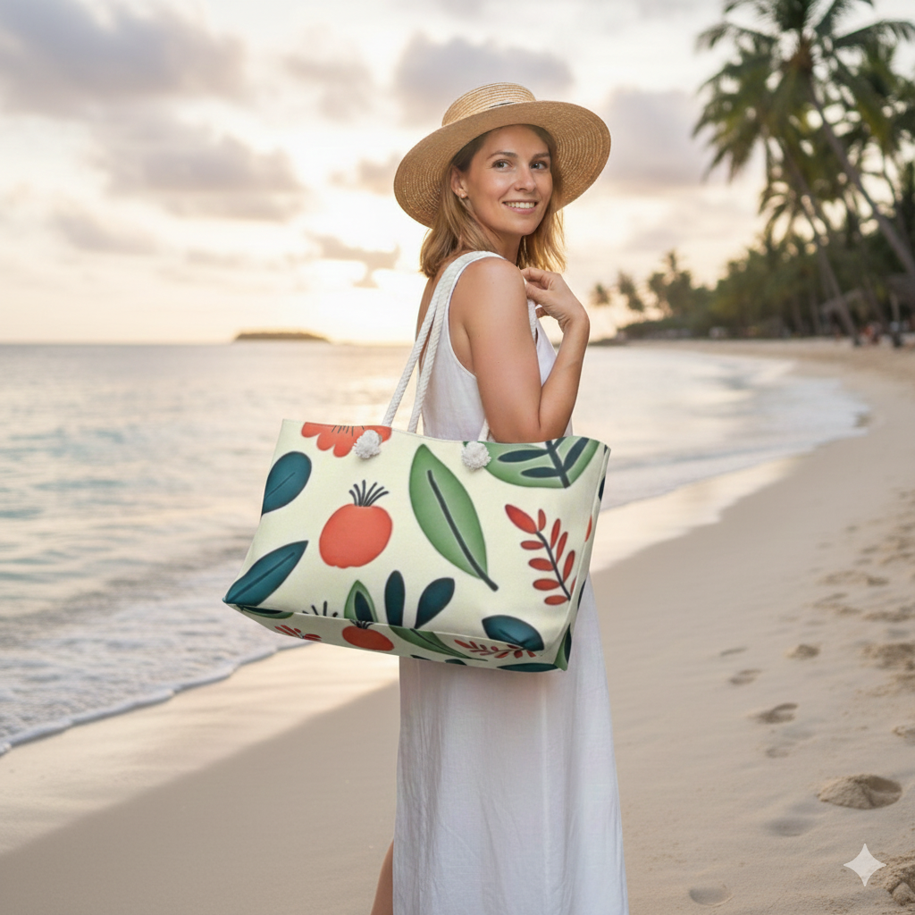 Botanical Floral Pattern Weekender Bag | Poppy Leaf Tote | Busy Mother| Baby Travel Beach Carryall