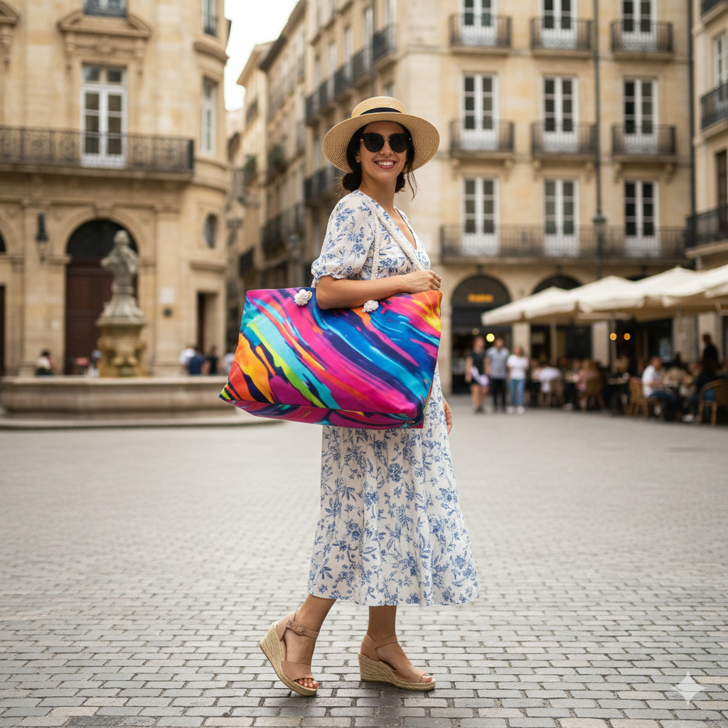 Abstract Neon Paint Swirl Weekender Bag | Colorful Travel Tote | Large Tote Bag