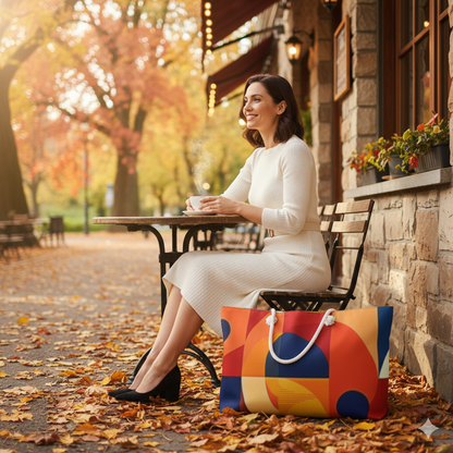 Abstract Geometric Color Block Weekender Bag | Modern Tote | Large Tote Bag
