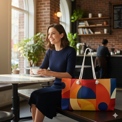 Abstract Geometric Color Block Weekender Bag | Modern Tote | Large Tote Bag