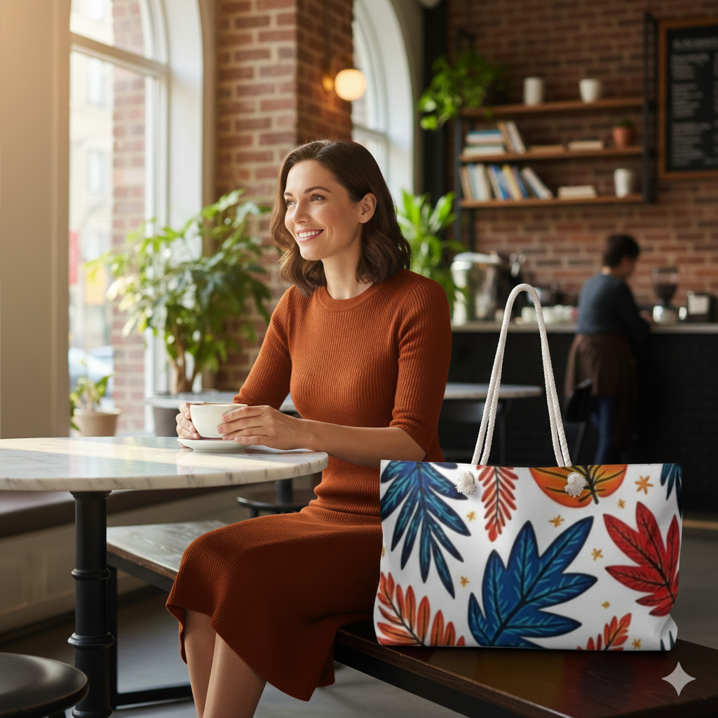 Colorful Tropical Leaves Weekender Bag | Palm Leaf Travel Tote Bag | Large Tote Bag | Mom Weekender Bag | mom carry on bag