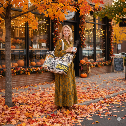 Vintage Collage Weekender Bag | Retro Travel Poster Tote | Large Tote Bag