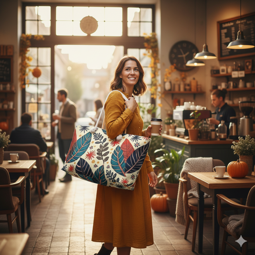 Colorful Tropical Leaves Weekender Bag | Floral Leaf Large Tote Bag for Busy Moms
