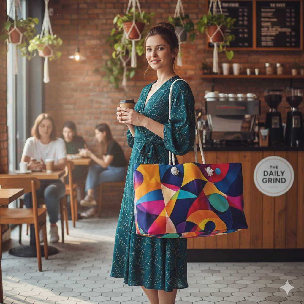 Colorful Geometric Abstract Weekender Bag | Vibrant Travel Tote | Large Tote Bag