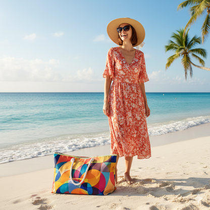 Colorful Geometric Abstract Weekender Bag | Bright Circle Pattern