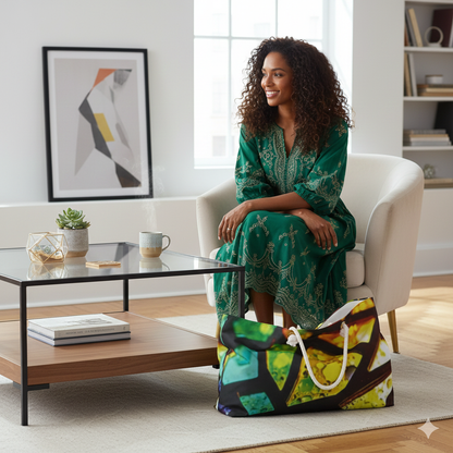 Rainbow Stained Glass Mosaic Weekender Bag | Colorful Travel Tote