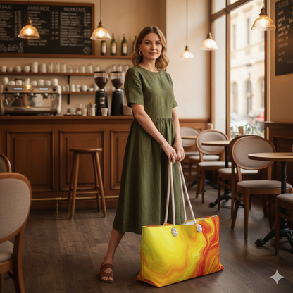 Fiery Abstract Swirl Weekender Bag | Marble Gradient Travel Tote