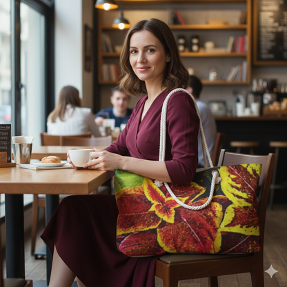 Variegated Coleus Leaf Weekender Bag | Colorful Botanical Tote | Large Tote Bag