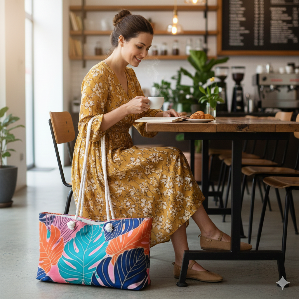 Tropical Monstera Leaves Weekender Bag | Colorful Palm Print Large Tote Bag